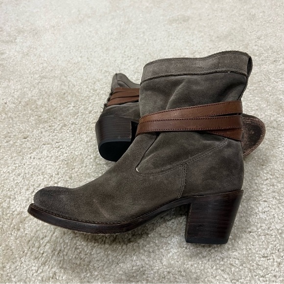 Frye Women Jane Strappy Short Ankle Boot Suede Leather  Pull On Size 5.5 B Gray, - Picture 12 of 16